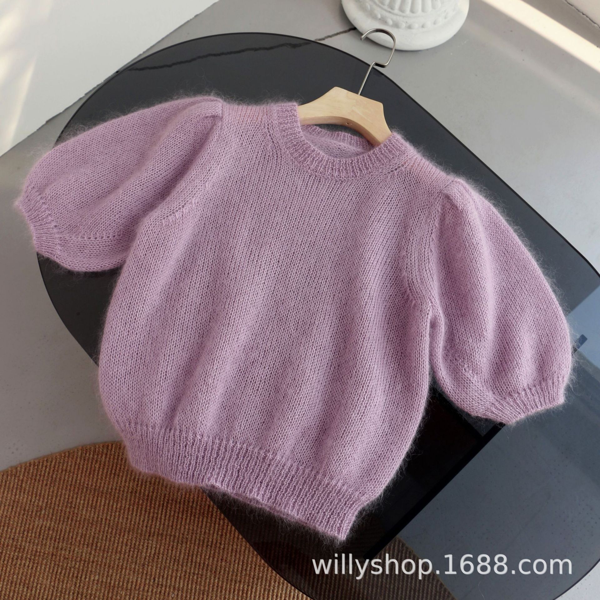 Цветной брендовый свитер, трикотажные нарукавники, круглый воротник, рукава фонарики