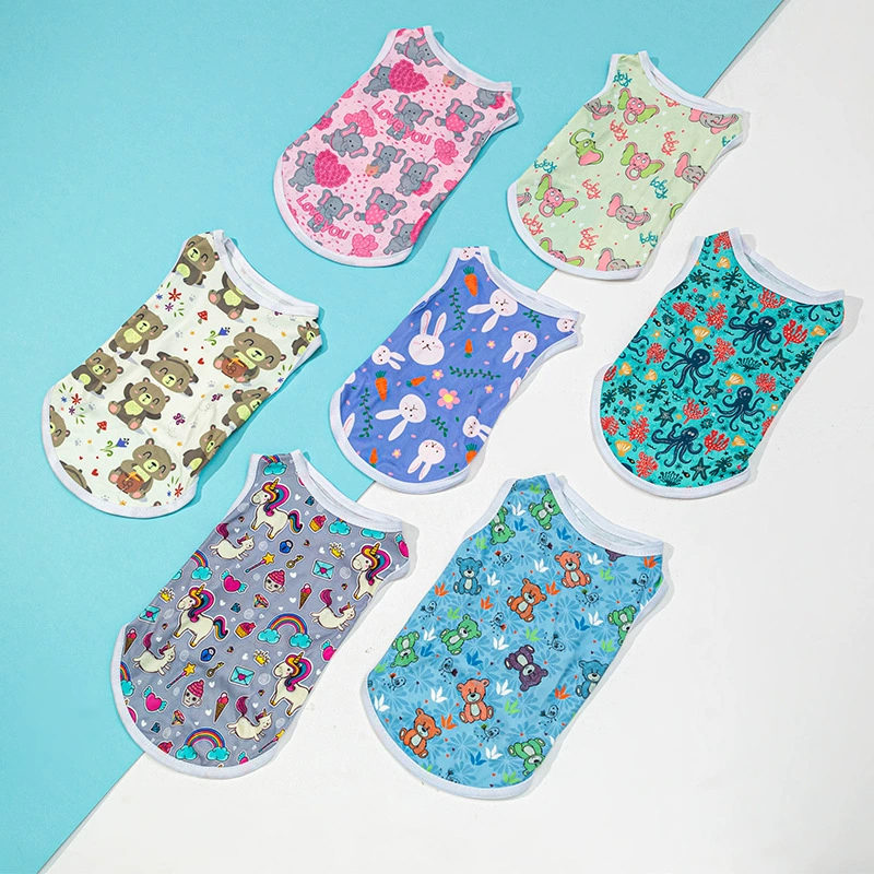 Фабрика источника Новая весенне-летняя одежда для домашних животных Жилет для щенков с мультяшным принтом Жилет для щенков Одежда для собак