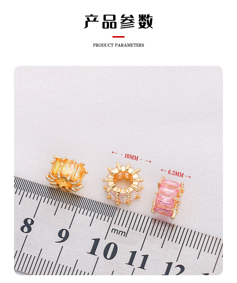 18K Gold-Plated Copper Color-Preserving Spacer Beads Handmade Loose Beads DIY Bracelet Necklace Crystal Pearl Spacer Beads Jewelry Accessories