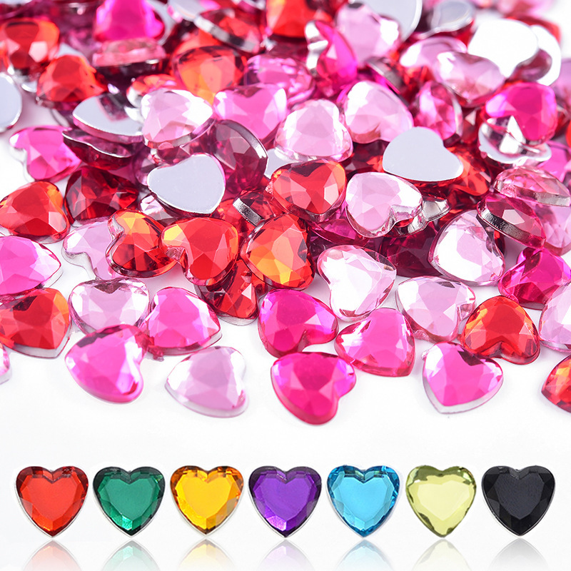 Heart-Shaped Acrylic Flats Diamond Toy Headdress Crafts Diamond DIY Jewelry Accessories Peach Heart Nail Art Diamond Rhinestone