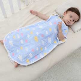 婴儿睡袋春夏季薄款 蘑菇纱布新生儿童分腿防踢被宝宝空调被直销