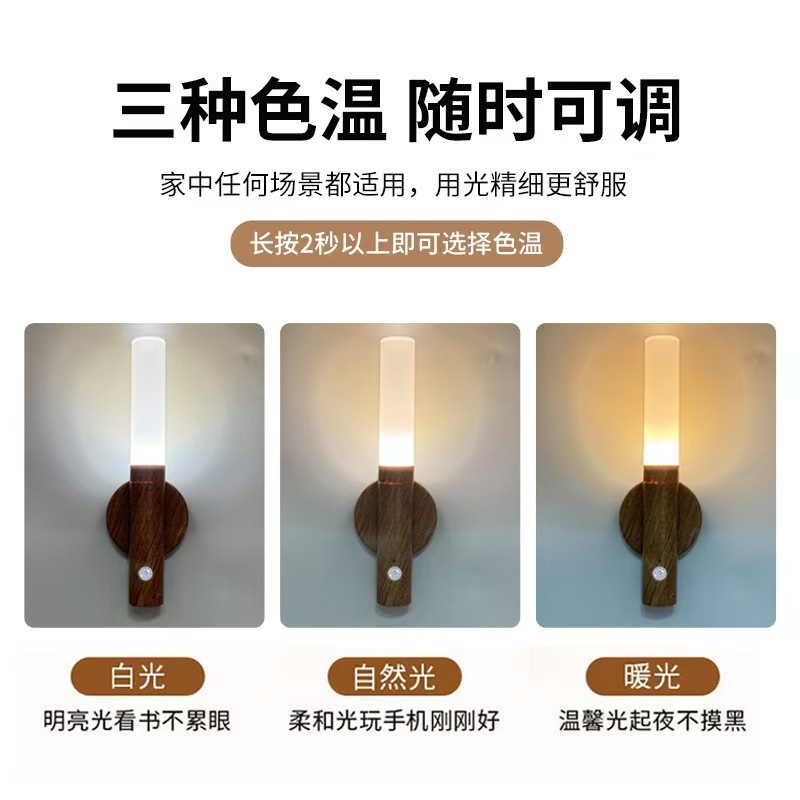 跨境人体感应小夜灯USB充电氛围灯橱柜衣柜带底座壁灯LED感应灯磁|undefined
