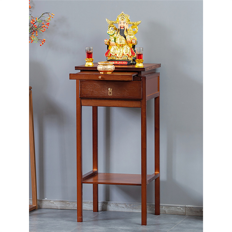 Small God of Wealth Guan Gong Buddha Altar Economical Altar Offering Table Buddhist Shrine Home Altar