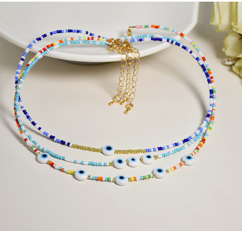 Beaded Material Eye Pattern Fashion Eye Beaded Geometry Bohemian Eye Beads Necklace