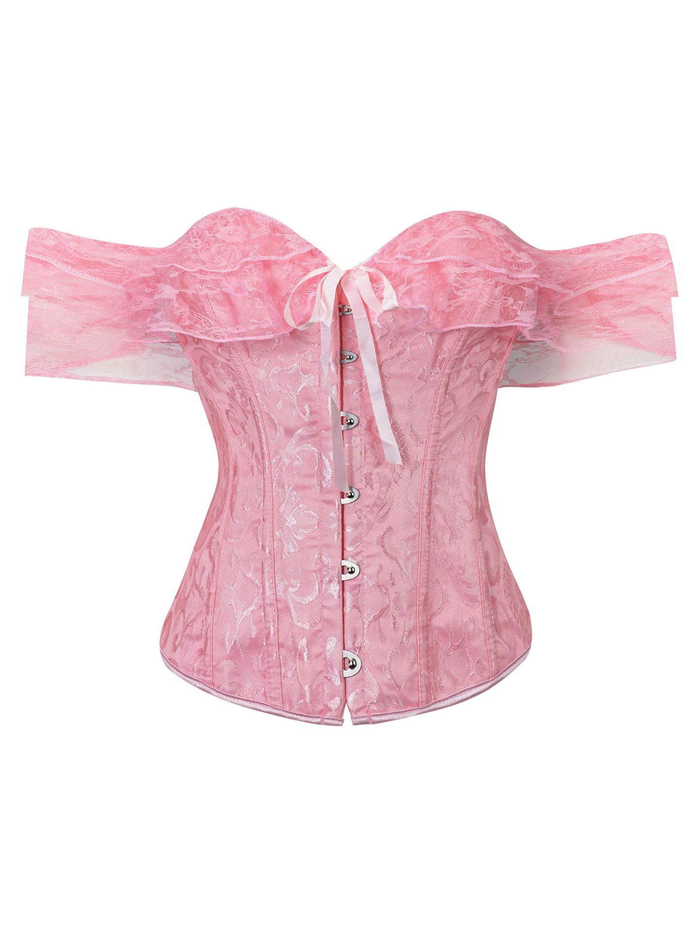 Corset nuevo retro encaje hueso de pescado chaqueta en forma de correa de hombro con manga de burbuja reunida soporte de pecho chaqueta