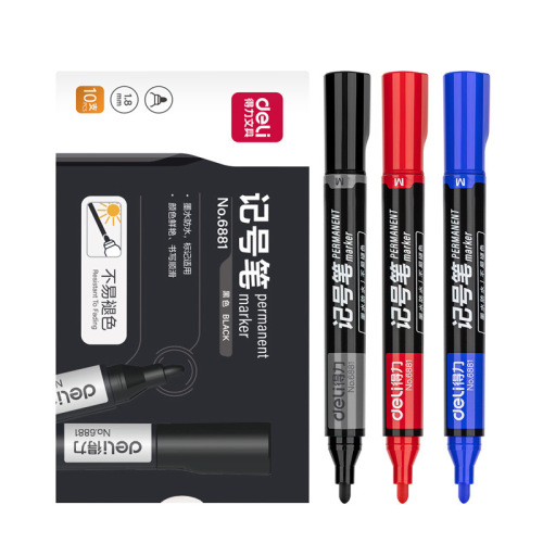 Deli stationery marker pen black red blue thick head oil pen mark express graffiti pen logistics