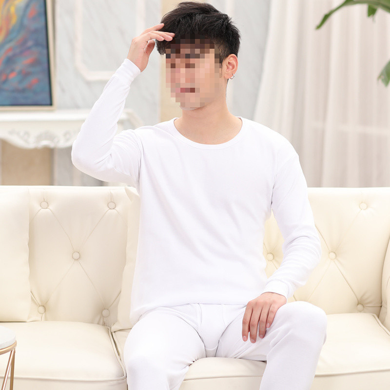 남자 흰색 가을 옷과 긴 내복 세트 순면 청소년면베이스 열 속옷면 스웨터 가을, 겨울