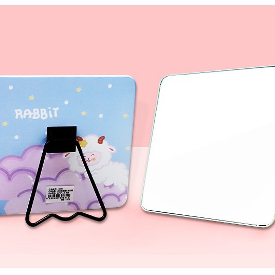 Dormitorio espejo Escritorio de pie de escritorio prepucio PU imagen impresa lindo de una sola cara plegable chica espejo de maquillaje ins