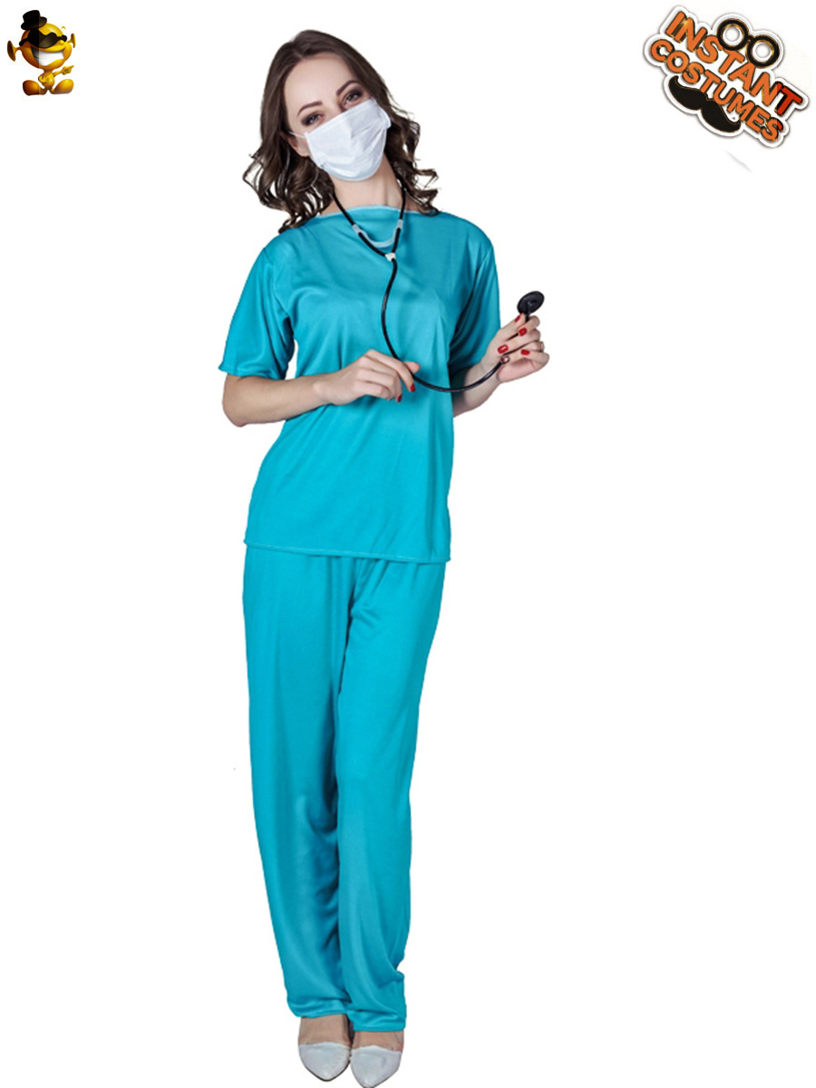 Azul médico enfermera traje de la mascarada ropa de fiesta de Halloween Cosplay traje etapa uniforme pastel