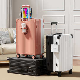 复古耐用行李箱女20寸多功能拉杆箱2023新款登机箱旅行箱24礼品箱