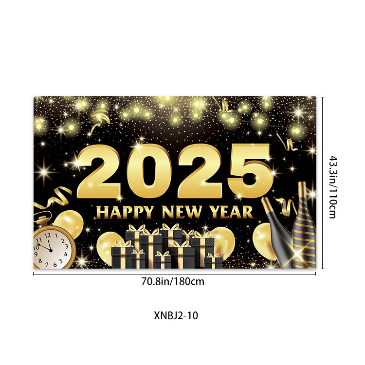Bannière de fond du Nouvel An 2025 Compte à rebours du Nouvel An Feux d'artifice brillants Décorations de fête du festival de la ville Drapeau suspendu_voghion.com