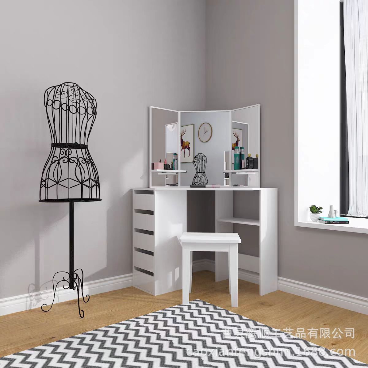 Modern Minimalist Household Integrated Simple Small Nordic Dressing Table with a Light Luxury and High-End Feel, Customizable for the Bedroom