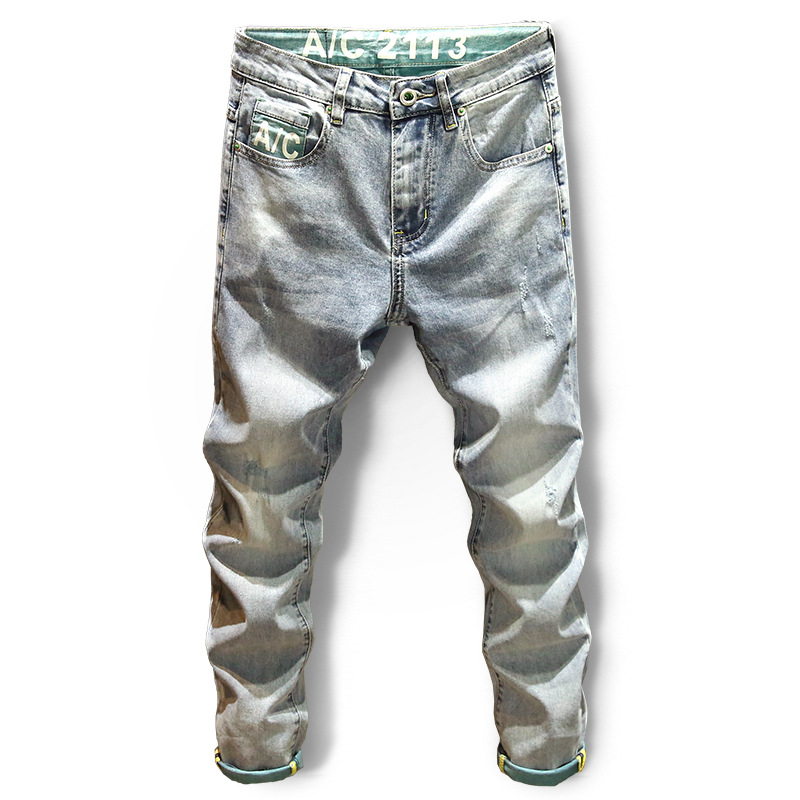 Jeans souples haut de gamme pour hommes, nouveau style printemps et été, tube droit, polyvalent, tendance, slim, petit pied, pantalon décontracté_voghion.com