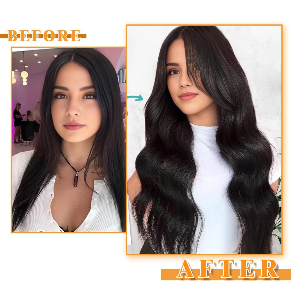 Extensión de cabello de película de cabello real 14 pulgadas 20 piezas 1B mujeres negras naturales sin rastro invisible image 4