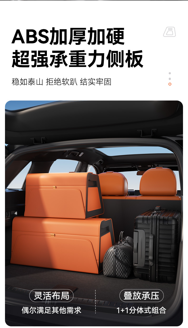 Car-Mounted Double-Layer Storage Box Suv Trunk Storage Box Multi-Functional Foldable Storage Box Waterproof Leather Organizer Box