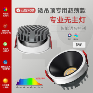 Smart Anti-Glare Downlight Embedded Hillside Without Main Light Home Living Room Narrow Edge Concealed Wall Washing Smart Downlight
