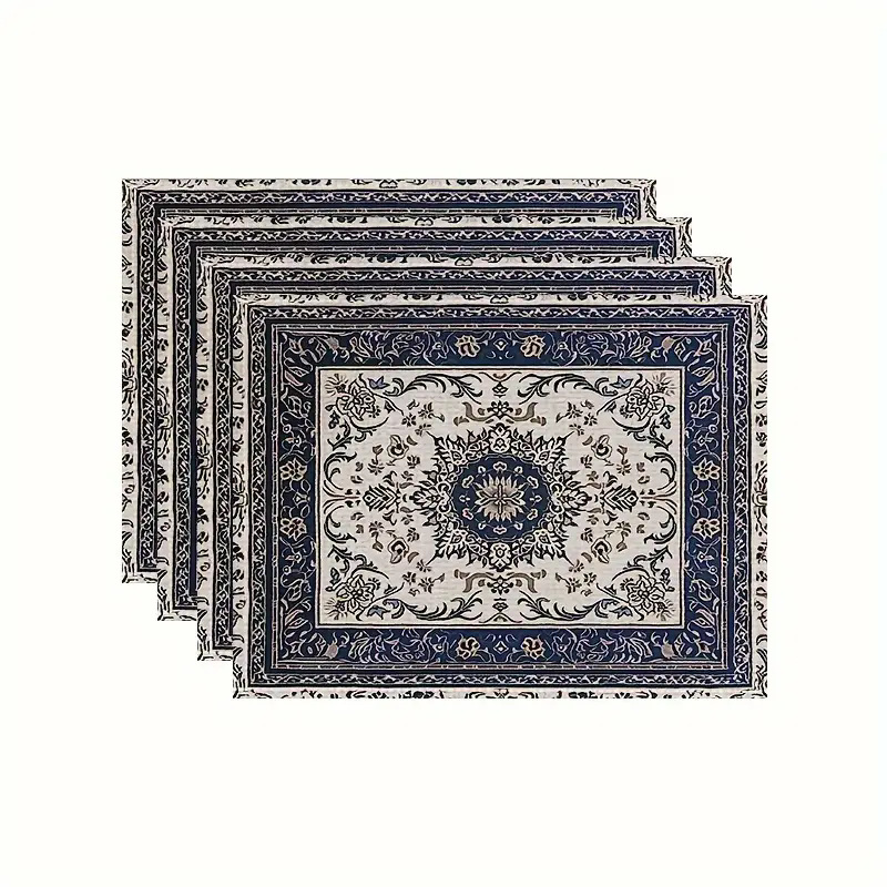 Manteles individuales navideños de lino estampado, decoración de mesa resistente al calor