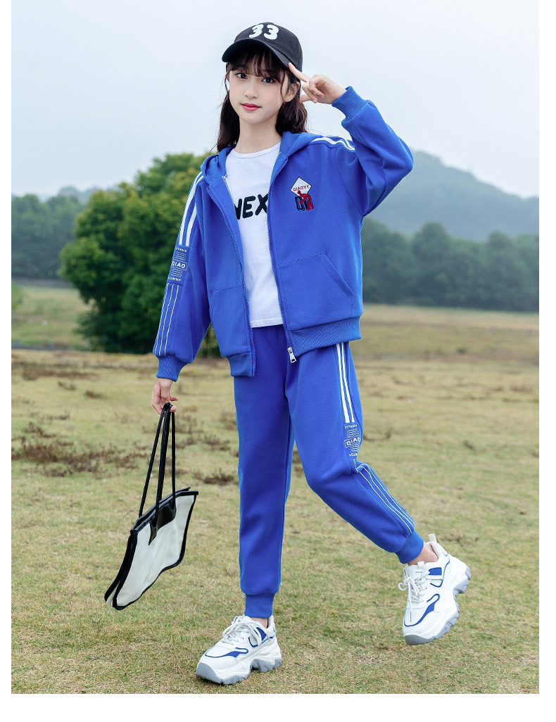 Ragazze Autunno 2024 Nuova Primavera Medio e Grande Stile Occidentale Sport Felpa Con Cappuccio Bambini Abbigliamento Due Pezzi Set_voghion.com