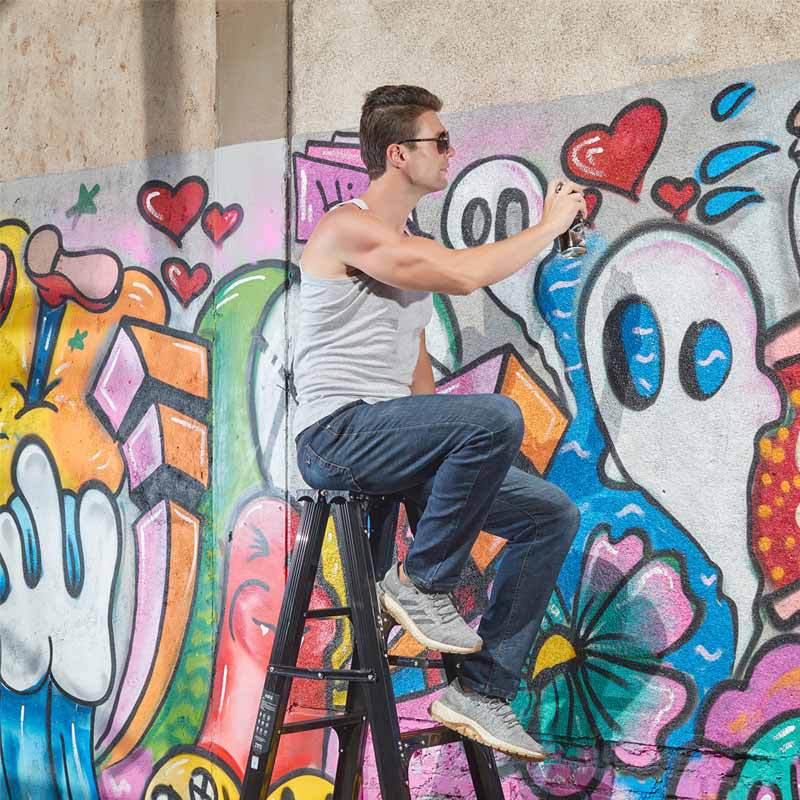 Черная двусторонная портативная высококачественная лестница