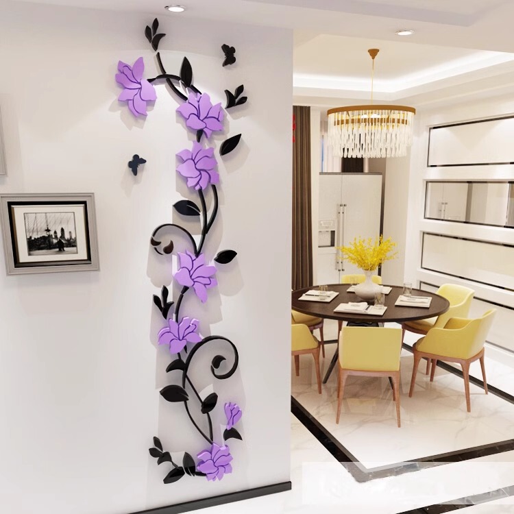 Creative Collage Rose Flower 3D Self-Adhesive Stereo Acrylic Wall Stickers Living Room Bedroom Tv Background Decals Wholesale