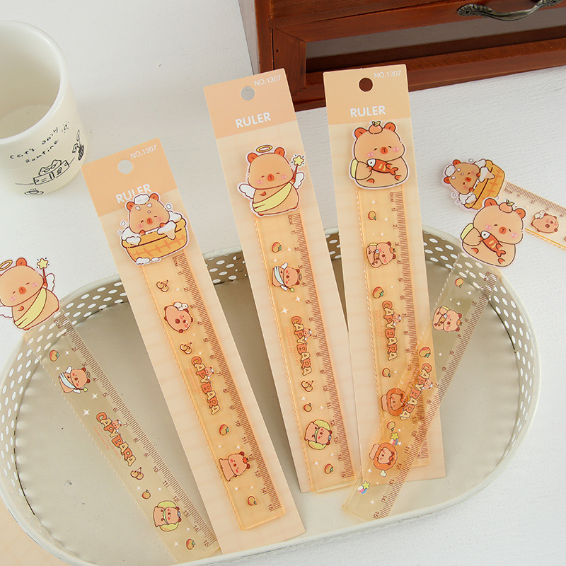 Regla Kapibala 15cm regla de color de alto valor medición dibujo material de papelería de aprendizaje para estudiantes de primaria