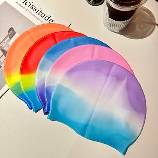 Silicone Cap Adult Men's and Women's Colorful Swimming Cap Manufacturer Wholesale Waterproof High-Looking Swimming Cap with Large Head Circumference