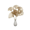 New product cross -border golden ginkgo leaf home decoration 3 fork gold fan plastic ginkgo biloba blessing barrel decoration wholesale