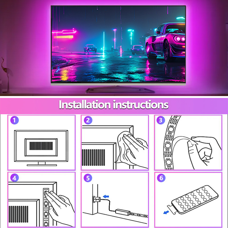 アマゾン新製品TVテレビ背景ledランプ無線bluetooth rgb音楽電気競争雰囲気ランプスポット|undefined