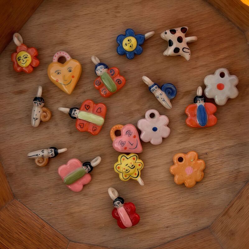 Cute Healing Titanium Steel Jewelry Heart Lock Sunflower Butterfly Ladybug Abstract Face Accessories DIY Necklace 18K