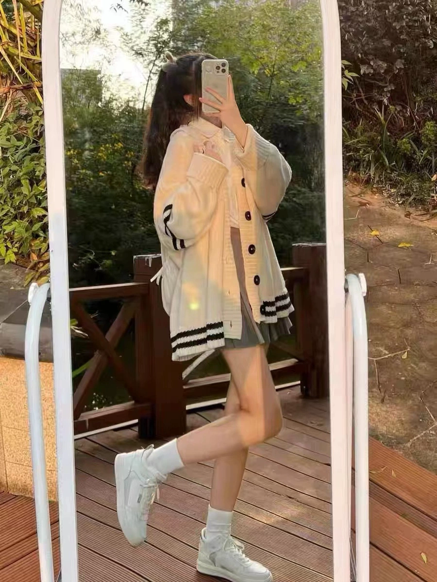 Демисезонная длинная рукав sweater, японская кардиган, большой размер, корейский стиль
