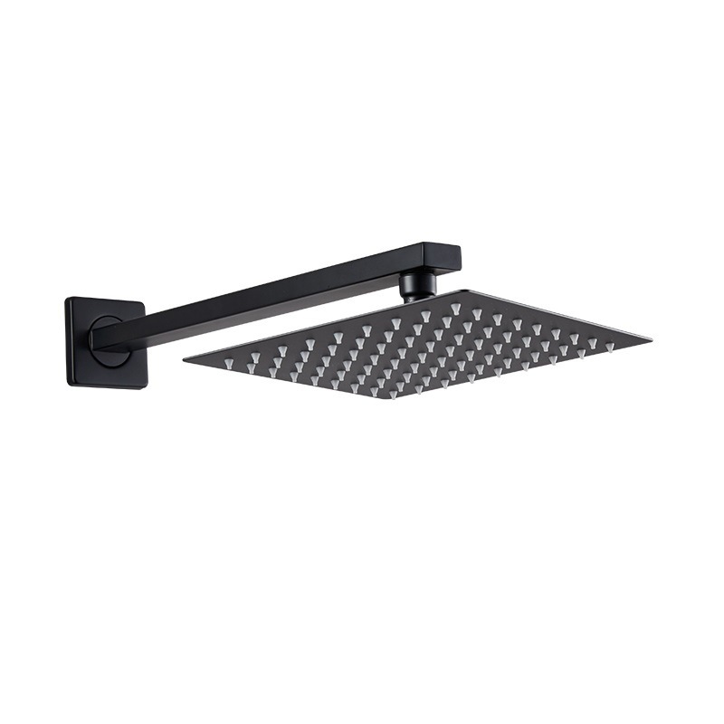 Juego de tubo cuadrado de pared de pulverización superior de 8 pulgadas-negro
