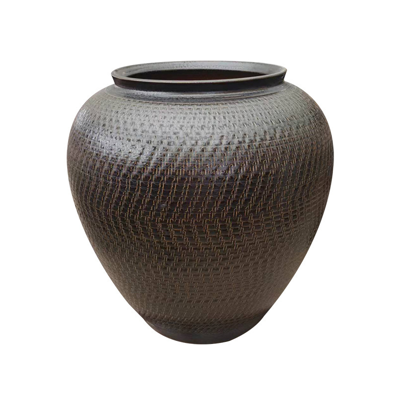 Vaso de cerámica japonesa retro de gran calibre maceta de carne decoración simple decoración Zen de cerámica gruesa