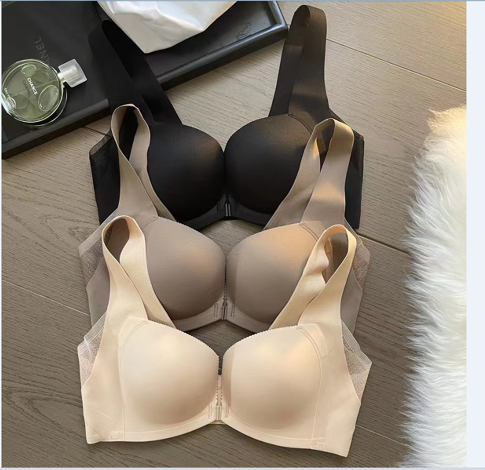 Luz de verano botón frontal sujetador sin costuras belleza espalda pequeño pecho push up chaleco estilo ropa interior inalámbrica traje femenino 6350