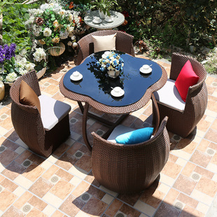 Outdoor Table and Chair Courtyard Balcony Leisure Rattan Chair Three-piece Set Terrace Outdoor Rattan Chair Rattan Chair Small Coffee Table Combination