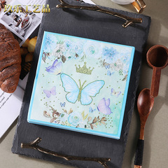 Colorful Blue Butterfly Printed Creative Cartoon Square Napkin Paper Birthday Dining Wood Pulp Napkin