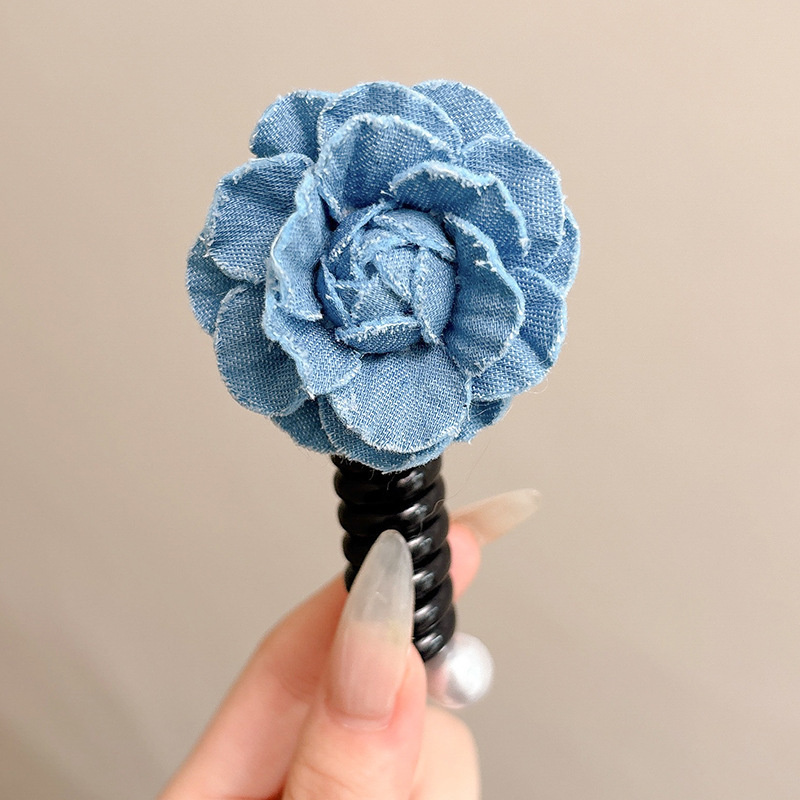 Gradiente de color gelatina línea telefónica cabello anillo cabeza cuerda para mujeres 2025 nueva banda de goma de cola de caballo alta toque de sombrero sin rastro temperamento