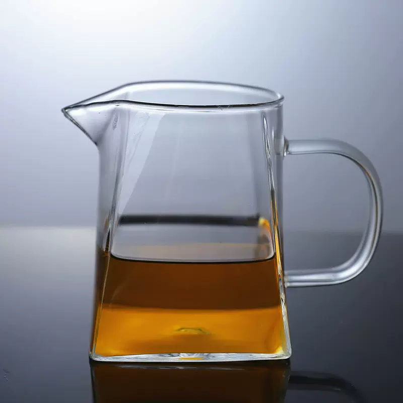 高硼硅玻璃方形公道杯功夫带把过滤茶海分茶器茶漏多款式玻璃茶碗