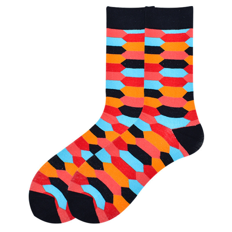 Popular Primavera, Otoño e Invierno moda media pantorrilla jacquard calcetines moda dibujos animados animal comida geométrica rayas fabricante