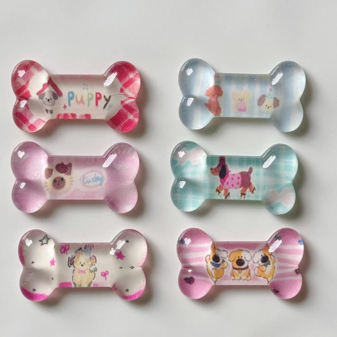 봄과 여름 클리어 크림 만화 강아지 작은 뼈 액세서리 DIY 헤드폰 휴대 전화 쉘 장식 신발 꽃 매칭
