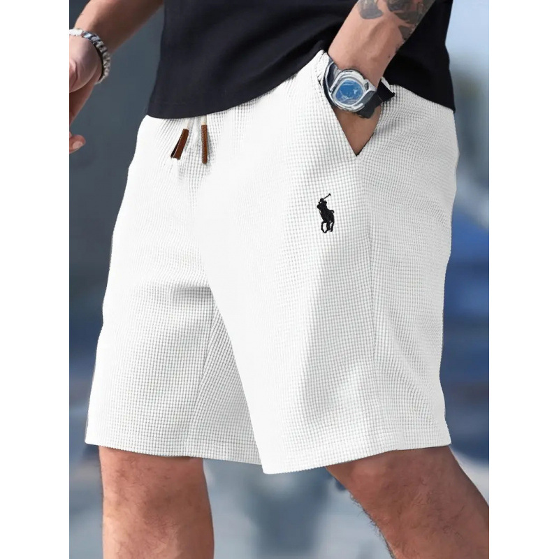 Men's Trendy Brand Summer Knee-Length Shorts with Embroidered Pony Corduroy Design Men's Trendy Brand Summer Knee-Length Shorts with Embroidered Pony Corduroy Design