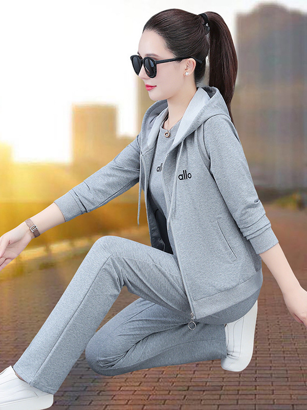 休闲运动套装女春秋2025秋季新款时尚洋气减龄妈妈卫衣马甲三件套|undefined