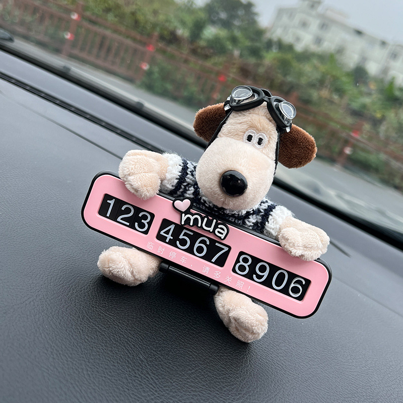 Número de estacionamiento temporal del automóvil placa luminosa del teléfono del automóvil del automóvil del automóvil del automóvil del automóvil del perro de peluche lindo adorno del automóvil femenino