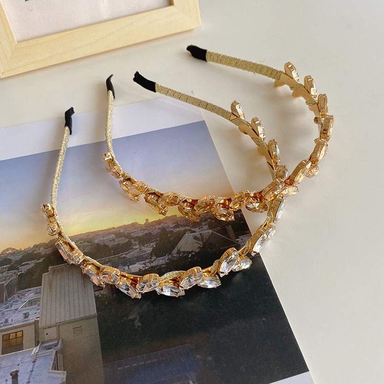 Korean Alloy Rhinestone Leaf Thin Headband Wholesale Nihaojewelry display picture 8