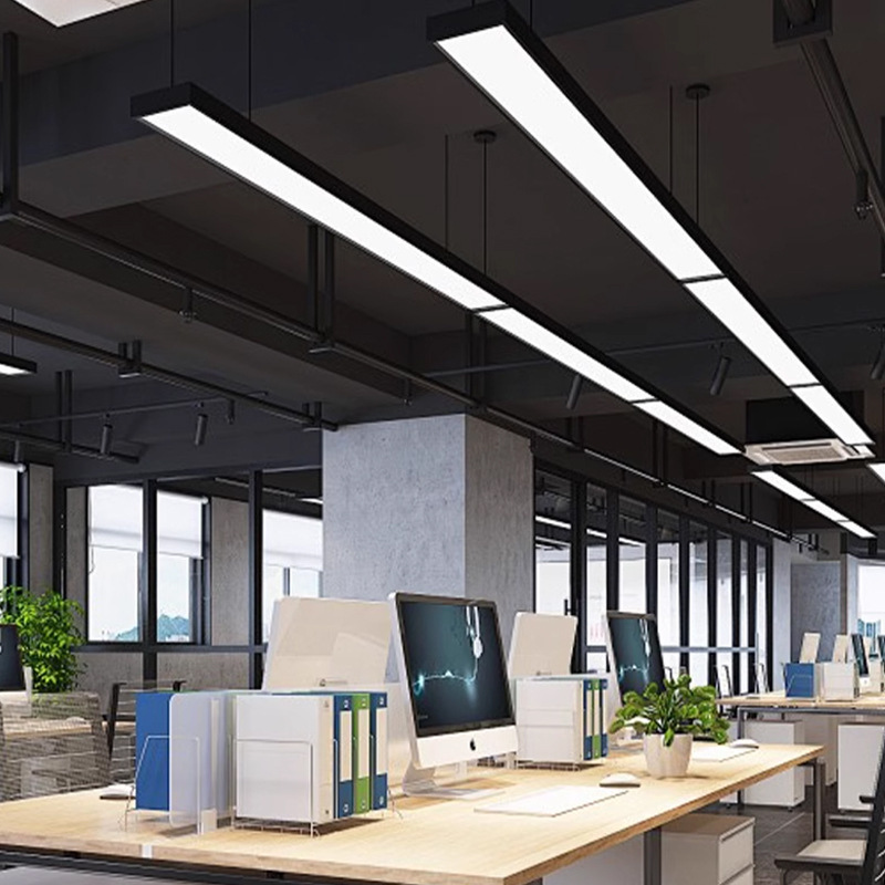 Línea de línea de línea comercial de la lámpara de oficina modelado Fang Tong lámpara de oficina sin costuras empalmado led luz de barra resaltada personalizada