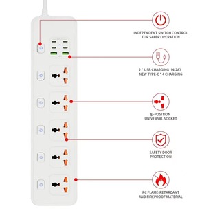 BKL-25 new 4 * TYPE-C + 2USB charging Universal 5 e-commerce hot selling independent switch control 2 meters