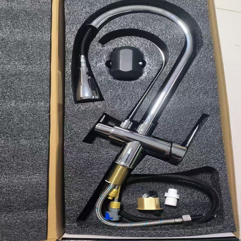 grifo de cocina de cobre completo tipo de extracción caliente y frío bebida directa 3 en 1 agua pura fregadero lavabo de verduras grifo de tres usos