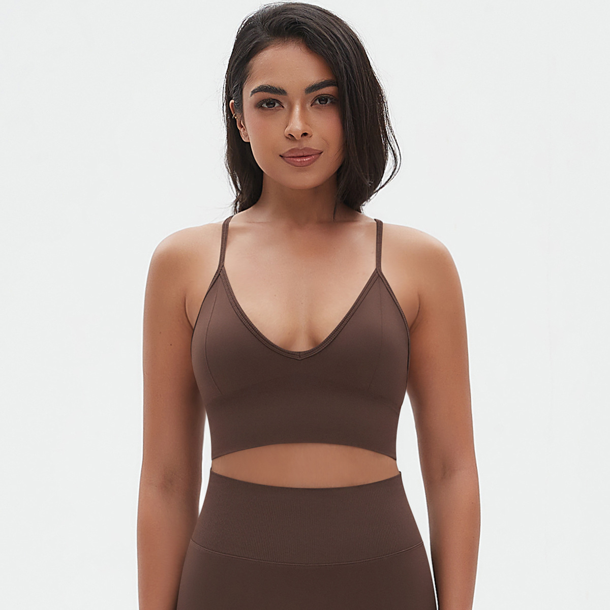 Nuevo cross-border sin costuras de color sólido cinturón sujetador sexy ropa interior deportiva correr fitness chaleco de yoga image 11