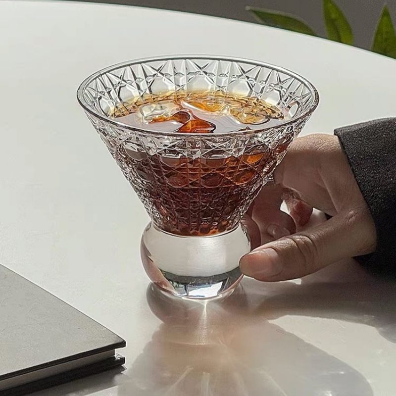 日式创意玻璃杯轻奢高颜值漂亮杯子咖啡杯鸡尾酒杯果汁杯茶水杯|undefined