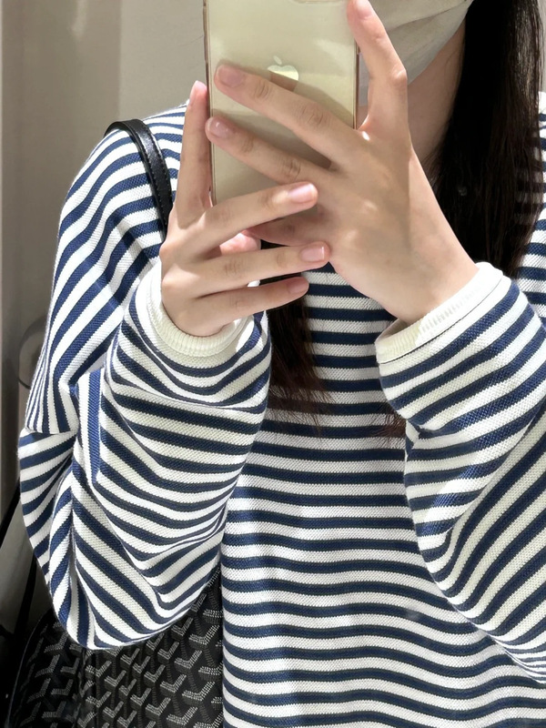 撞色条纹ins风宽松圆领卫衣长袖女2025秋季韩系松弛感百搭T恤上衣|undefined
