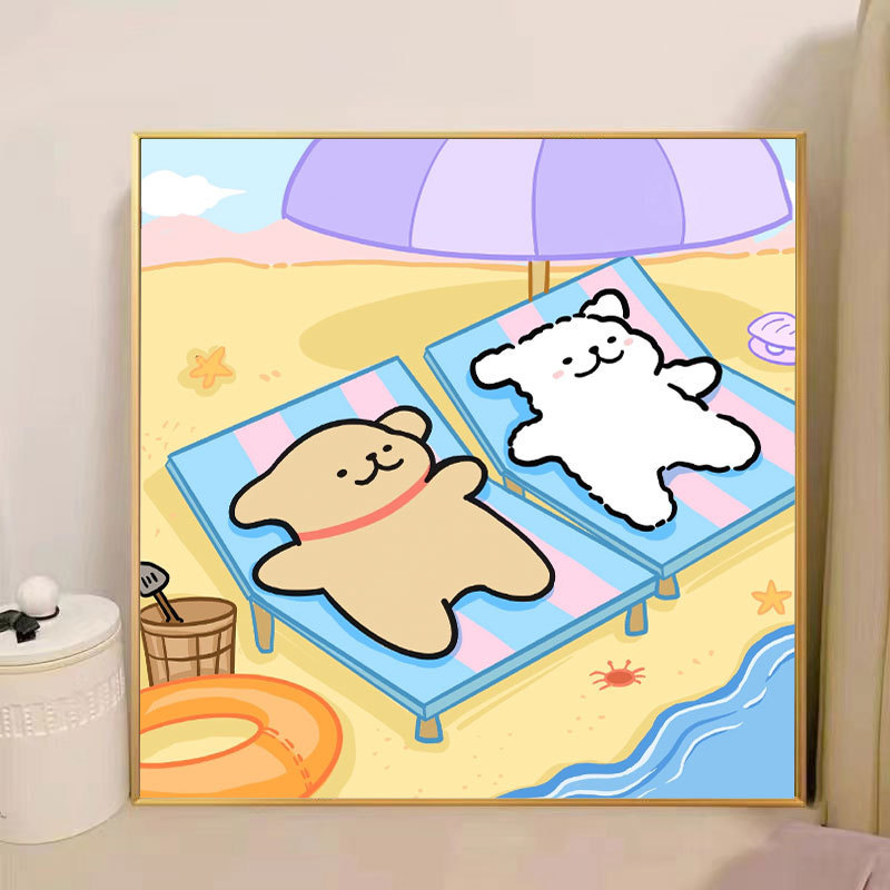 ライン子犬デジタル油絵 diy 手描き落書き漫画かわいい癒しの装飾メーカー卸売|undefined